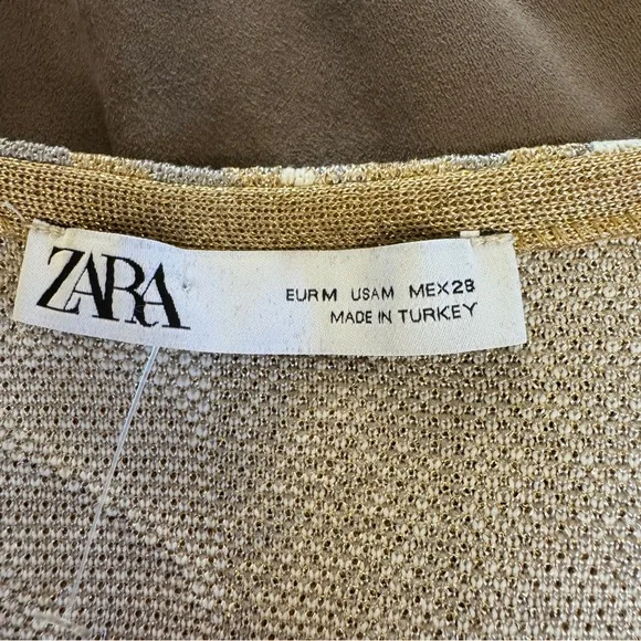 Zara Long Cardigan Coat Coatigan Duster in floral, gold print NWOT Size M - Picture 14 of 14